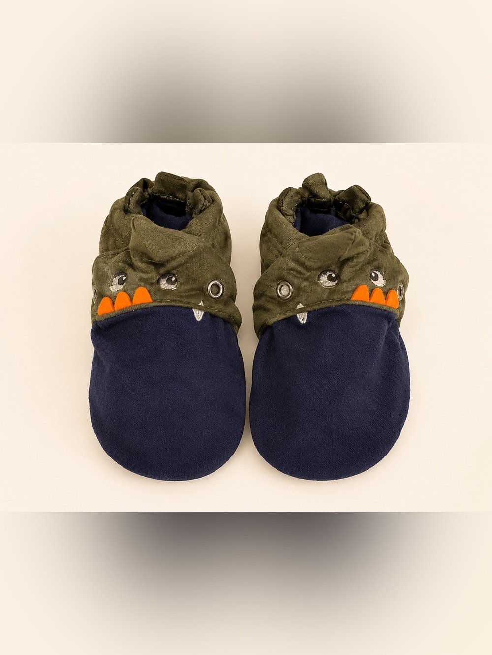 Robeez Baby Soft Sole Animal Slippers Green Navy 6–12 Months